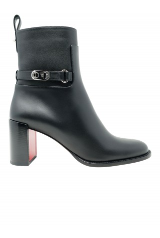 CHRISTIAN LOUBOUTIN 1220518 BK5T BLACK LEATHER LOCK BOOTY 70 ANKLE BOOTS