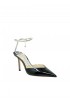 JIMMY CHOO J000155421 BLACK/CRYSTAL PATENT LEATHER SAEDA SLINGBACK