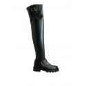 JIMMY CHOO J00467180 BLACK LEATHER BIKER OVER THE KNEE BOOTS