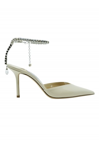 JIMMY CHOO J000155420 IVORY PATENT LEATHER SAEDA SLINGBACK