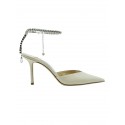 JIMMY CHOO J000155420 IVORY PATENT LEATHER SAEDA SLINGBACK