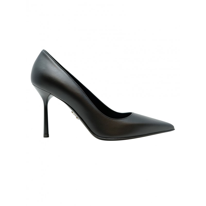 SERGIO LEVANTESI MUSAKNER BLACK LEATHER PUMPS