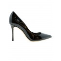 SERGIO ROSSI A43843-MVIV01-1000-110 BLACK PATENT LEATHER PUMPS