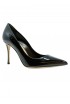 SERGIO ROSSI A43843-MVIV01-1000-110 BLACK PATENT LEATHER PUMPS