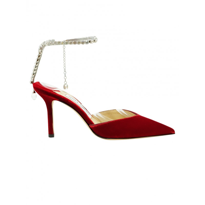 JIMMY CHOO J000157058 RED VELVET SAEDA SLINGBACK
