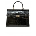 RODO B8533208 909 BLACK CROCO LEATHER PARIS HANDBAG