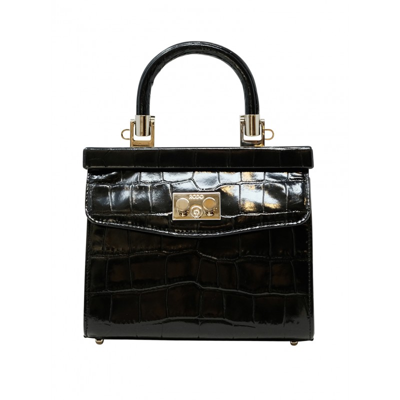 RODO B8503208 900 BLACK CROCO LEATHER PARIS HANDBAG