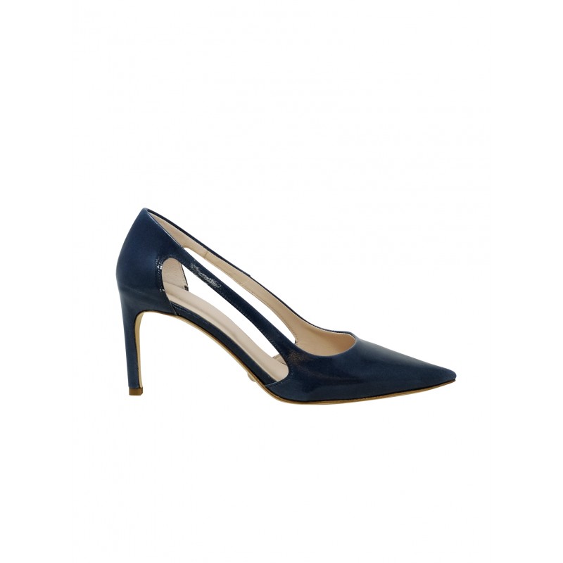 ROBERTO DEL CARLO 11507 BLUE DENIM PATENT LEATHER VETRO PUMPS