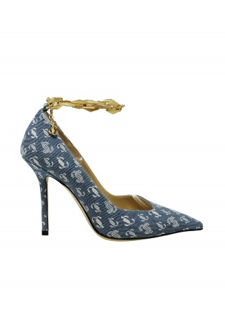 JIMMY CHOO J000159638 DENIM FABRIC DIAMOND TALURA PUMPS