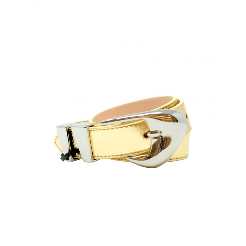 BY FAR GOLD LEATHER MOORE METALLIC BELT