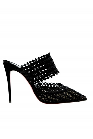 CHRISTIAN LOUBOUTIN 3230394 B439 BLACK PATENT DEIA 100 SANDALS