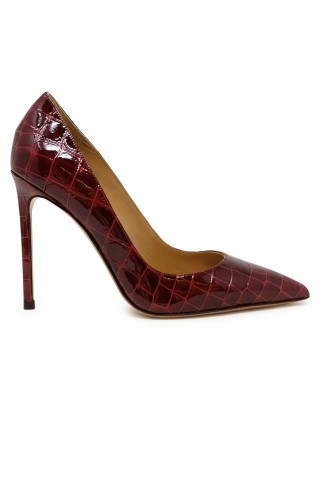 AQUAZZURA PURHIGP1-CCX-DKA BROWN COCO PRINTED LEATHER PURIST PUMP 105