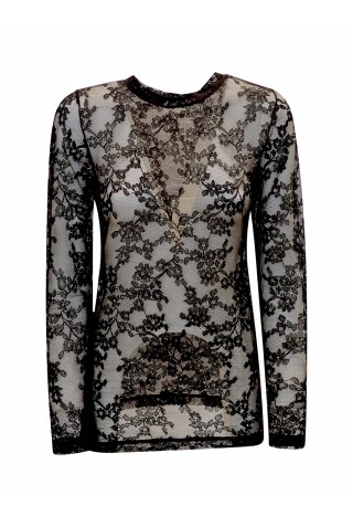 PAROSH D100003 013 NASTRINO BLACK COTTON T-SHIRT