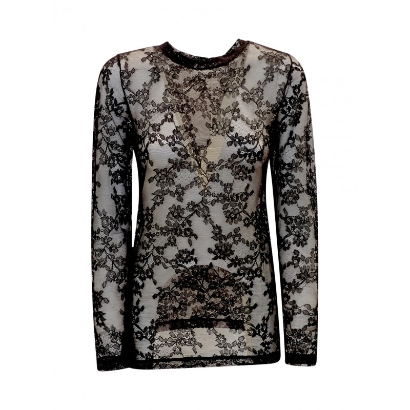 PAROSH D100003 013 NASTRINO BLACK COTTON T-SHIRT