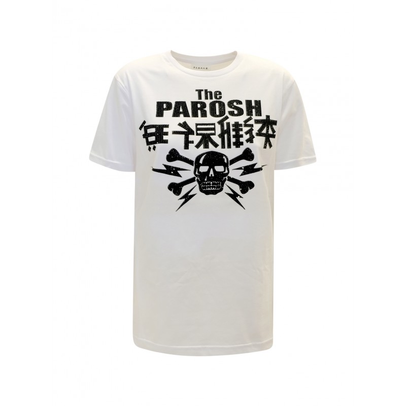 PAROSH D110041 002 CULMINE WHITE COTTON T-SHIRT