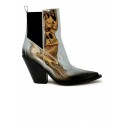 ELENA IACHI E3597 SILVER MIRROR LEATHER PEGGY ANKLE BOOTS