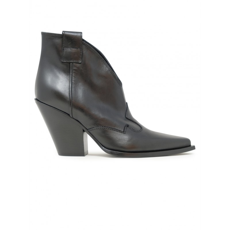 ELENA IACHI E3623 BLACK LEATHER ANKLE BOOTS