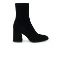 STUART WEITZMAN SF414 BLACK SUEDE FLAREBLOCK 85 STRETCH BOOTIE