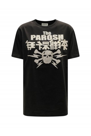 PAROSH D110041 013 CULMINE BLACK COTTON T-SHIRT