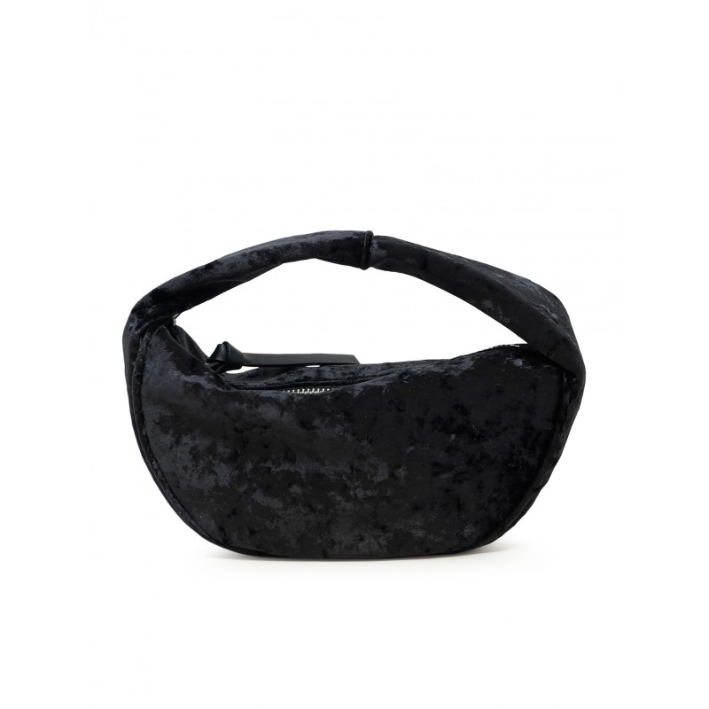 BY FAR 23FWBCUSSBL4SMA BABY CUSH BLACK CRUSHED VELVET HANDBAG