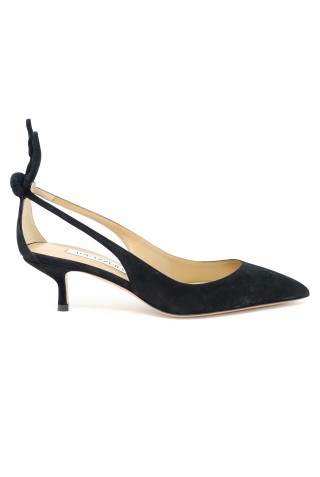 AQUAZZURA DENMIDP2-SUE-000 BLACK SUEDE BOW TIE PUMP 50