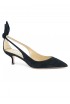 AQUAZZURA DENMIDP2-SUE-000 BLACK SUEDE BOW TIE PUMP 50