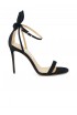 AQUAZZURA DENHIGS0-SUE-000 BLACK SUEDE BOW TIE SANDALS 105