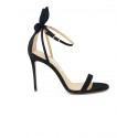 AQUAZZURA DENHIGS0-SUE-000 BLACK SUEDE BOW TIE SANDALS 105