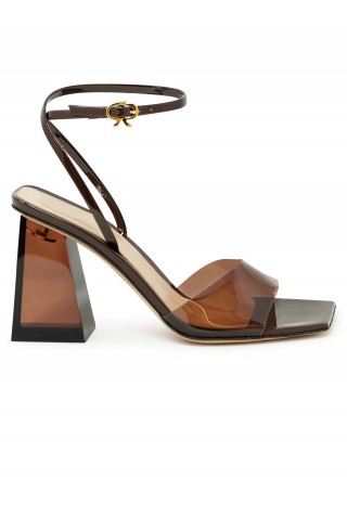 GIANVITO ROSSI G32208.85PLX.GSVBROB BROWN GLASS PATENT LEATHER SANDALS