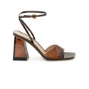 GIANVITO ROSSI G32208.85PLX.GSVBROB BROWN GLASS PATENT LEATHER SANDALS
