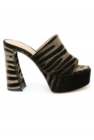 GIANVITO ROSSI G16990.70RIC.VEZMINK MINK ZEBRA PRINT VELVET MULES