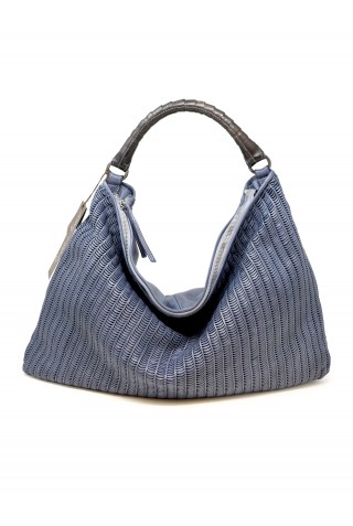 REPTILE'S HOUSE H354V54867 BLUE LEATHER LUNE SHOULDER BAG