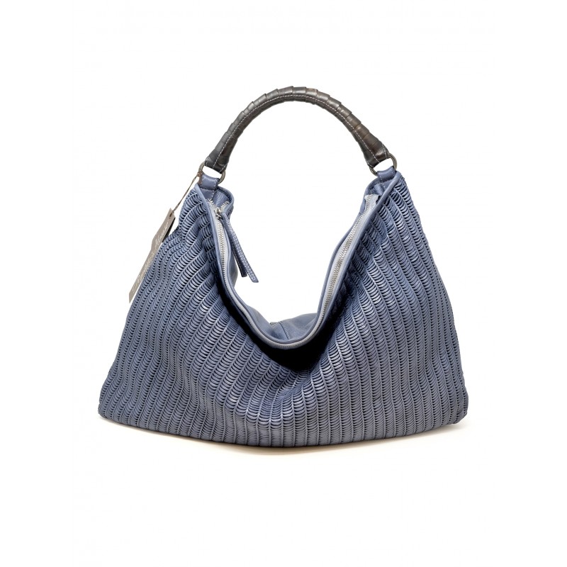 REPTILE'S HOUSE H354V54867 BLUE LEATHER LUNE SHOULDER BAG