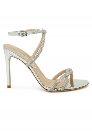 NINALILOU 341035L9/22 SILVER/SWAROSKI LEATHER SANDAL