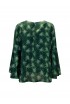 MAESTA M13B0098 S63 S6323 GREEN FLOWER SATIN SHIRT