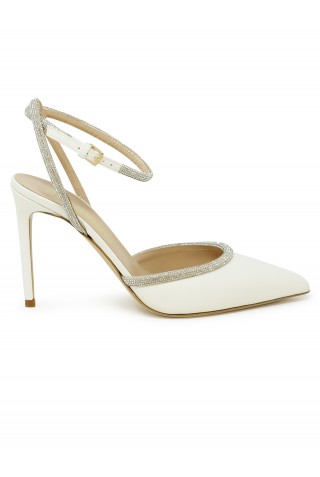 NINALILOU 341206L9 IVORY LEATHER PUMPS WITH SWAROVSKI