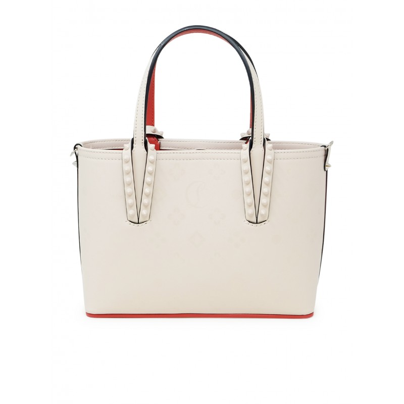 CHRISTIAN LOUBOUTIN 1235336 W514 LECHE LEATHER CABATA E/W MINI CALF PARIS LOUBINTHESKY PRINT HANDBAG