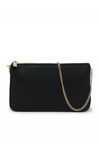 CHRISTIAN LOUBOUTIN 1225230 H358 BLACK LEATHER LOUBILA POUCH