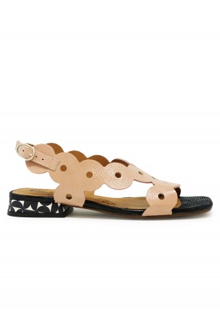 CHIE MIHARA NUDE PATENT LEATHER TEIDE SANDALS