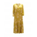 ONE DD-0156 0112 YELLOW AND PINK VISCOSE MIDI DRESS