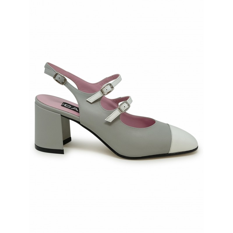CAREL PARIS PAPAYA24 332268 GREY AND WHITE LEATHER BALLET PUMPS