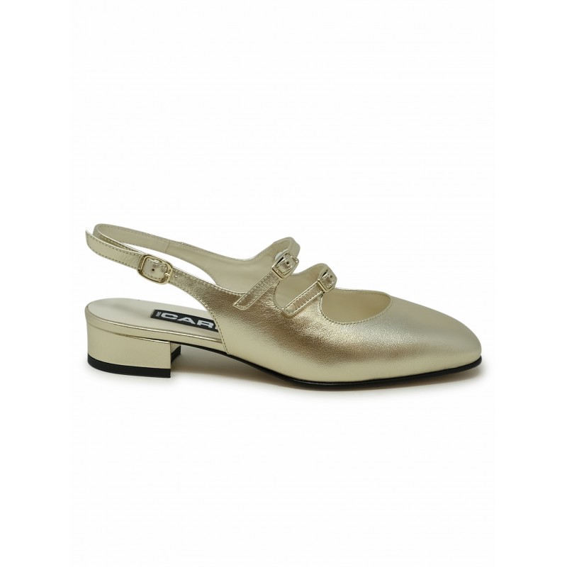 CAREL PARIS PECHE21 330979 GOLD LEATHER BALLET FLATS