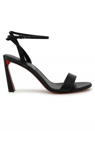CHRISTIAN LOUBOUTIN 3230551 B4349 BLACK PVC LEATHER CONDORA QUEEN 85 SANDALS