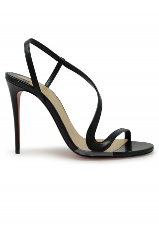 CHRISTIAN LOUBOUTIN 3210190 BK01 BLACK PVC LEATHER ROSALIE 100 SANDALS