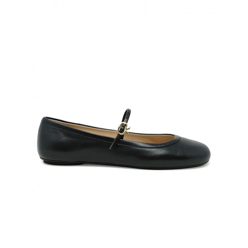 GIANVITO ROSSI G22223.05GOM.NAPNERO BLACK LEATHER BALLERINA