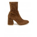STUART WEITZMAN SF414 COFFEE SUEDE FLAREBLOCK 85 STRETCH BOOTIE