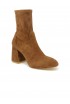 STUART WEITZMAN SF414 COFFEE SUEDE FLAREBLOCK 85 STRETCH BOOTIE
