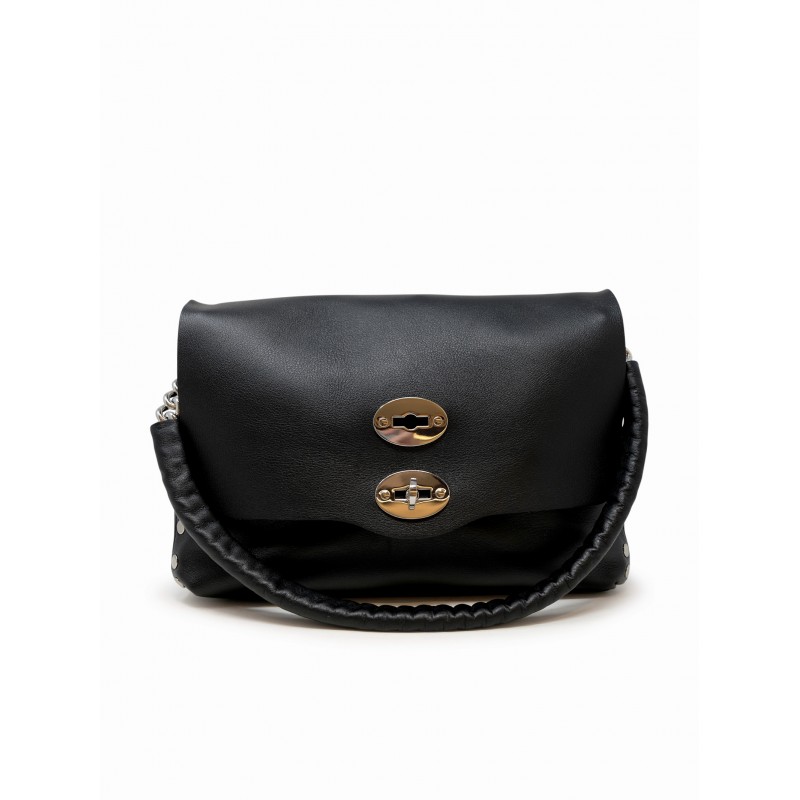 ZANELLATO 068090-1130000-Z0001 BLACK POSTINA PIUMA CHAIN LEATHER BAG