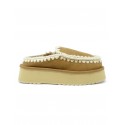 MOU FW681004A COGNAC ESKIMO LEATHER WOOL RUBBER PLATFORM CLOG
