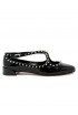 CHRISTIAN LOUBOUTIN 3240521 B439 BLACK PATENT LEATHER PILOUTA JANE SPIKES FLAT BALLERINAS